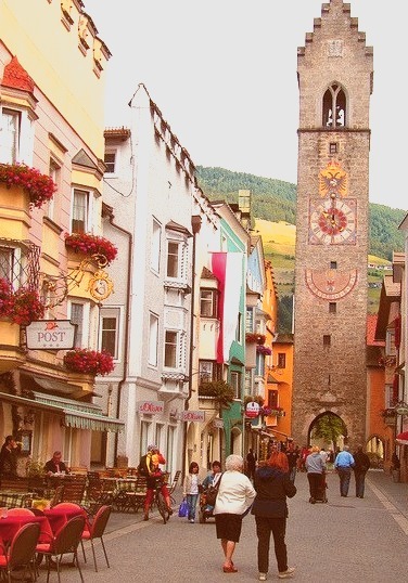 Vipiteno  street view in Sudtirol, Italy