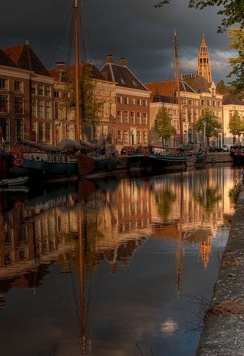 Canalhouses of Groningen reflecting in the canal, The Netherlands . This one is for Thomas ;)