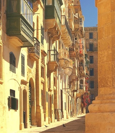 Narrow medieval street in Valletta, Malta