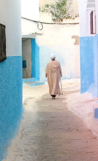 Colorful alley in the medina of Rabat, Morocco