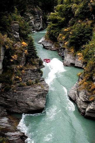 Jet boating the Shotover River, South Island, New Zealand