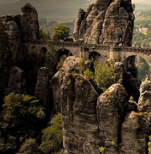 The Bastei Bridge in the Elbe Sandstone Mountains / Germany